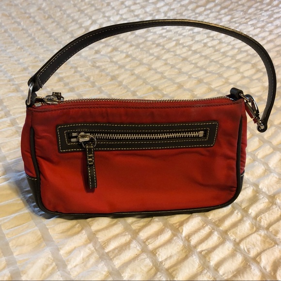 Coach Red Fabric/Leather Handbag E042-4291 - Picture 2 of 7